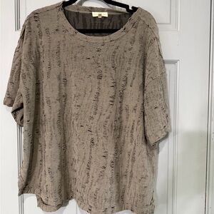 Gilded Intent intentionally distressed Textured Taupe Short Sleeve Tee grunge